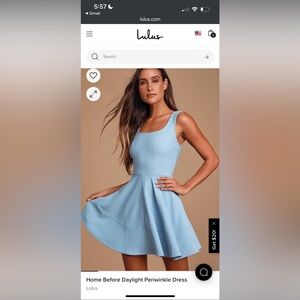 Lulu’s Home Before Daylight Periwinkle Dress, Size Large. NWT